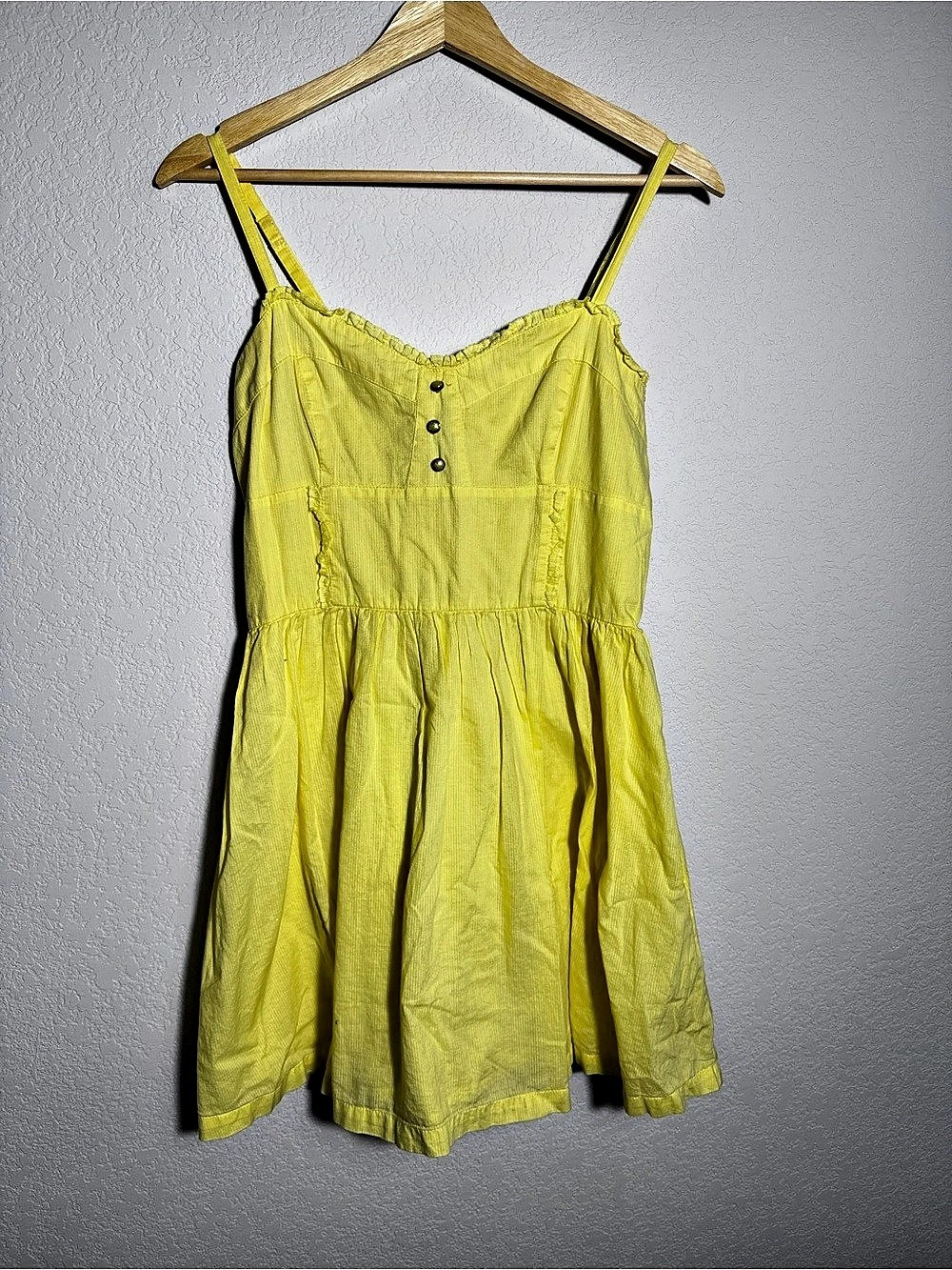 Divided Mini dress Yellow cottagecore boho 100% organic cotton